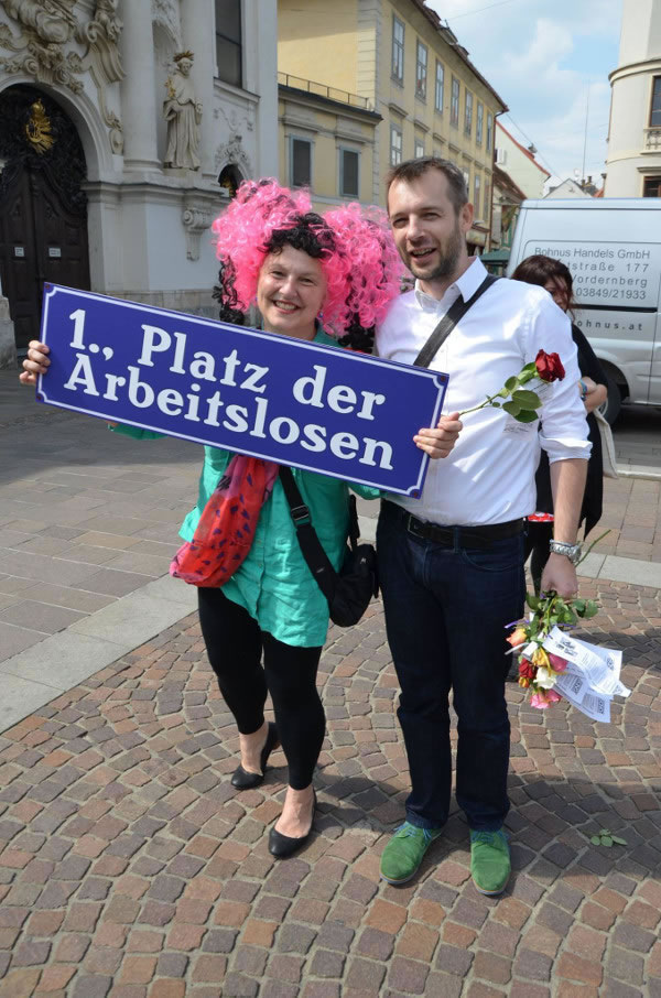 Betty Baloo am Tag der Arbeitslosen 2014 in Graz Mariahilfer Platz